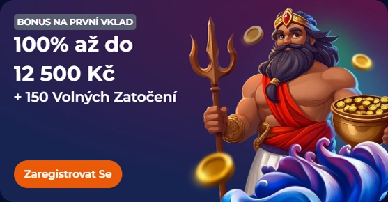 Bonus 100% až do 12 500 Kč + 150 volných zatočení s Poseidonem