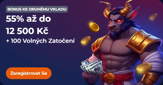 Nine Casino bonus k druhému vkladu 55% až do 12 500 Kč + 100 zatočení