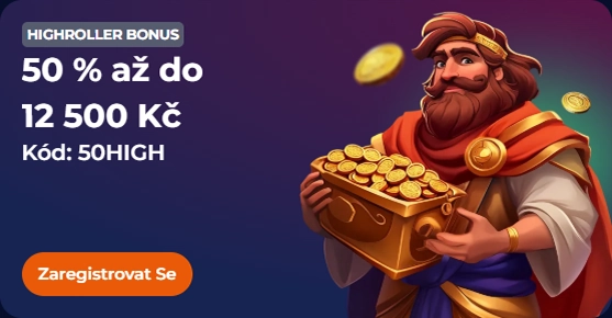 Highroller bonus 50 % až do 12 500 Kč s kódem 50HIGH